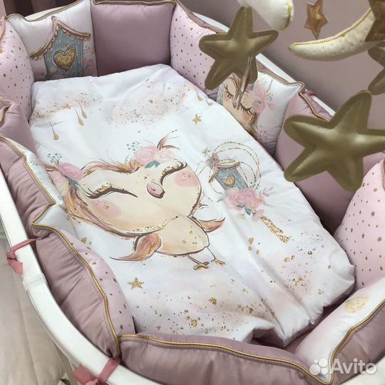 Бортики и мобиль в детскую кроватку