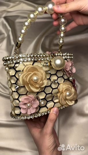 Сумка с бусинами и стразами винтажная