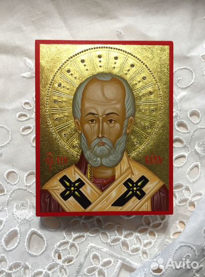 Николай Чудотворец рукописная икона