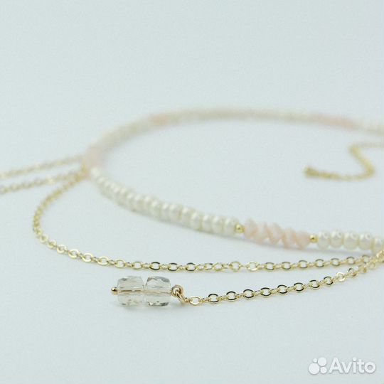 Чокер из опала и жемчуга