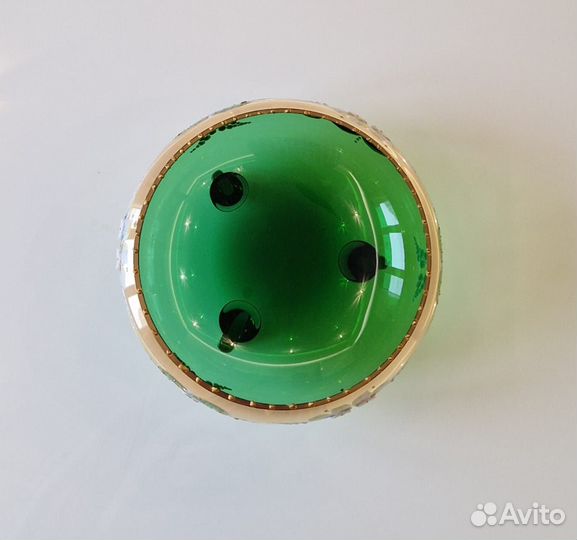 Конфетница на трёх ножках, Bohemia (20,5 см, зелен