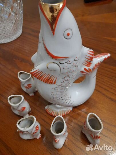 Набор посуды винтаж.Рыбки.Оригинал