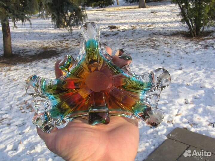 Ваза пепельница богемское стекло Чехия СССР