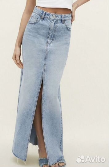 Джинсовая юбка с разрезом maxi, 36 размер