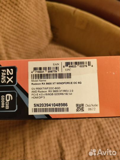 Видеокарта Gigabyte rx5600xt 6gb