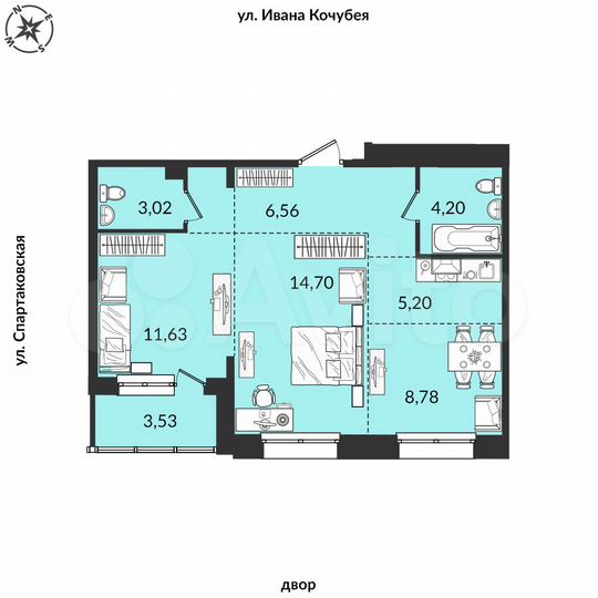 3-к. квартира, 61,8 м², 8/10 эт.