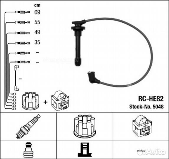 NGK-NTK RC-HE82 Комплект высоковольтных проводов 5048