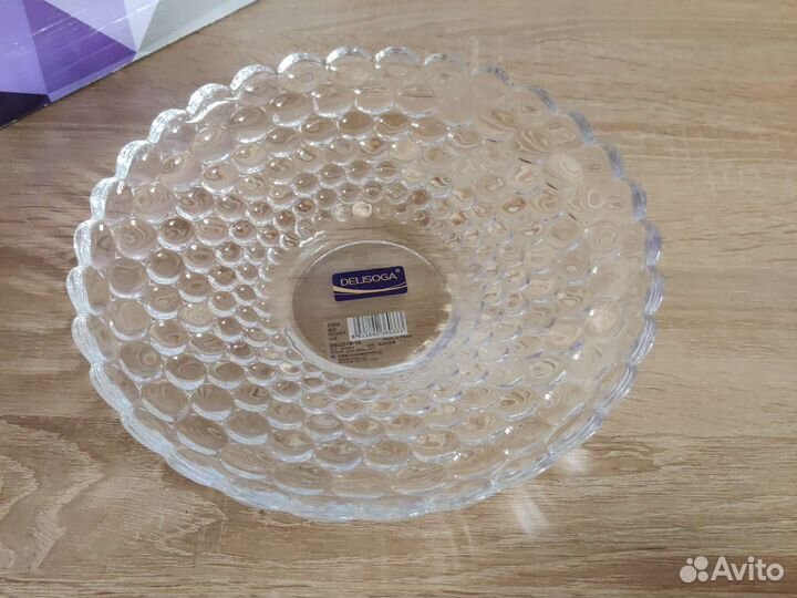 Изумительное стеклянное блюдо для сервировки новое