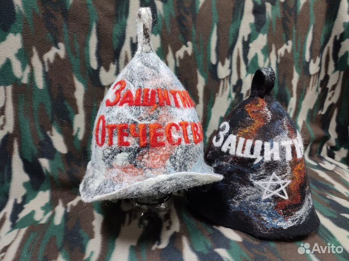 Валянная банная шапка