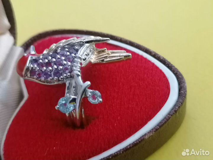 Серебряное кольцо Чечетка эмали камни