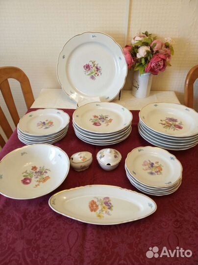 Сервиз столовый Дулево СССР, мейсенский букет