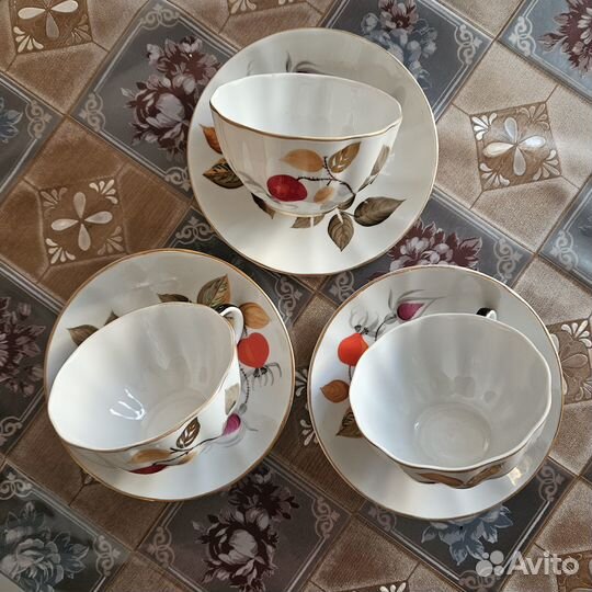 Чайные двойки и тарелки Лфз - Шиповник 1950-е гг