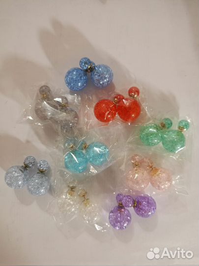 Серьги двойные шары и гвоздики