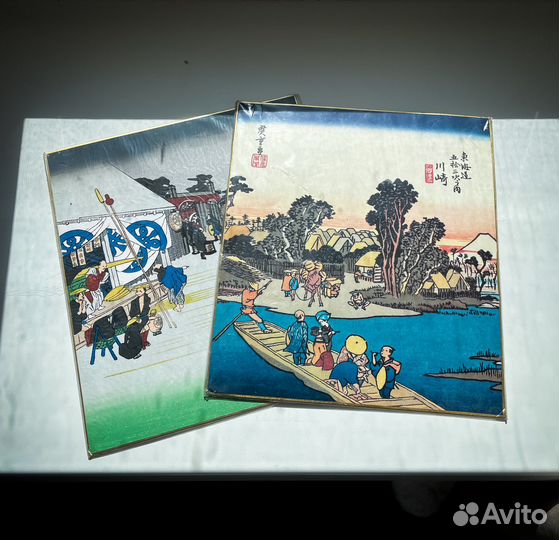 Японские панно-живопись винтаж прошлый век картон