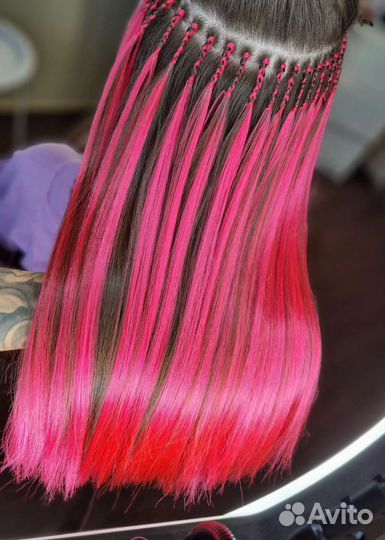 Афронаращивание, цветной ряд, наращивание волос