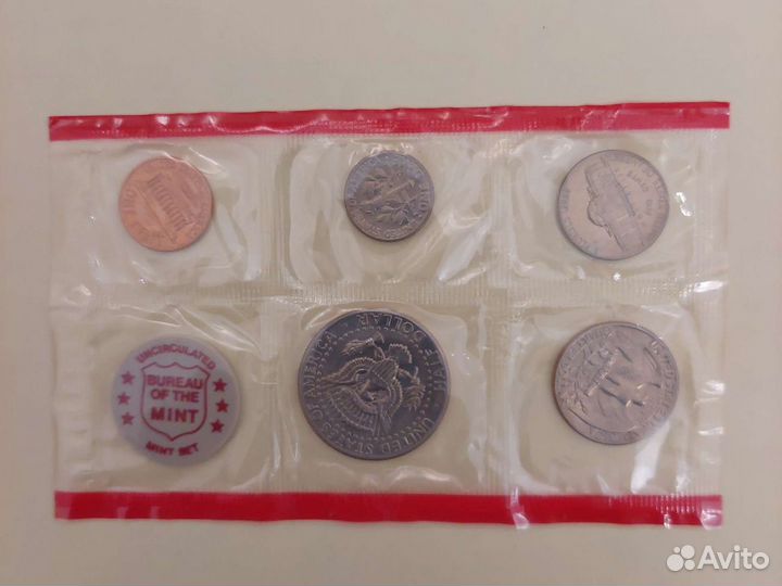 Монеты США годовой набор 1971 год запайка красная
