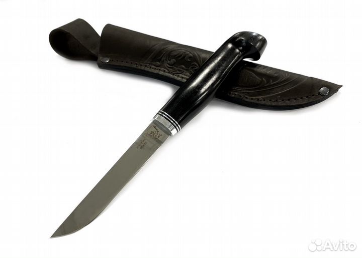 Финский нож Пуукко, кованая 95х18, черный граб