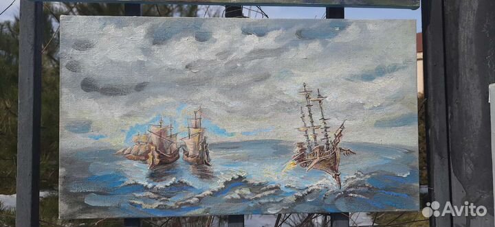 Картина парусники на рейде. Живопись ZhNataly