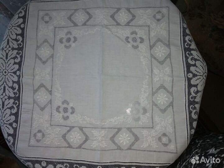 Скатерть старинная.Ручная работа.Гипюр, вышивка