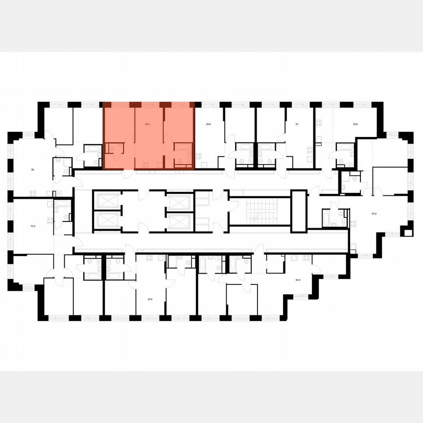 2-к. квартира, 49,5 м², 28/32 эт.