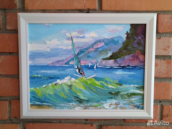 Картина в раме морской пейзаж виндсерфинг 30*40