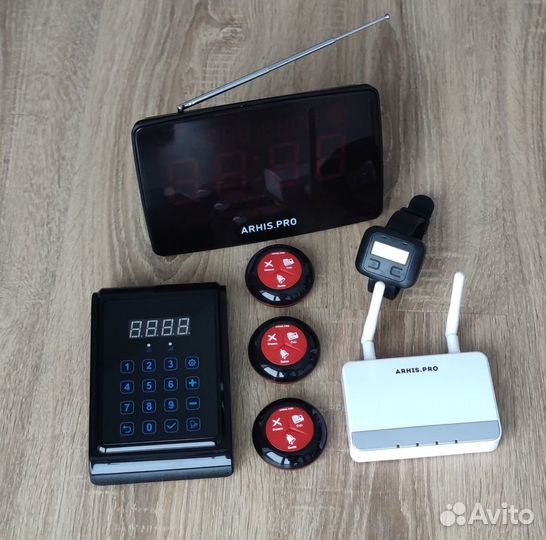 Кнопка вызова персонала, официанта, мастера и часы