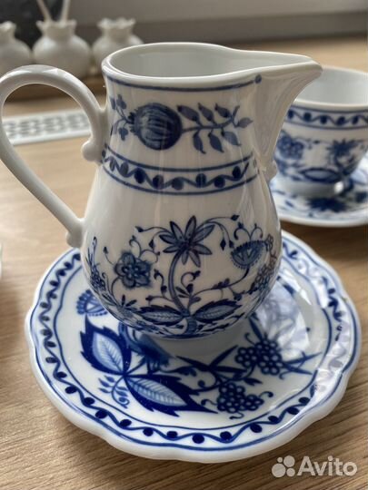 Кофейный сервиз Кахла луковый рисунок гдр фарфор