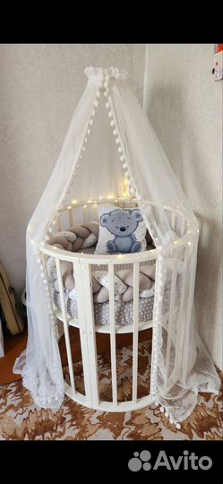 Кроватка трансформер, матрасы,бортики,балдахин