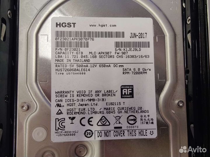 6 тб Жесткий диск Hitachi Ultrastar 7K6000