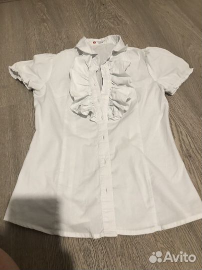 Рубашка для девочки 146 button blue