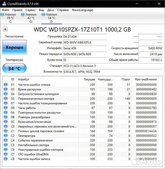 Жесткие диски SATA Винчестеры HDD SSD M2