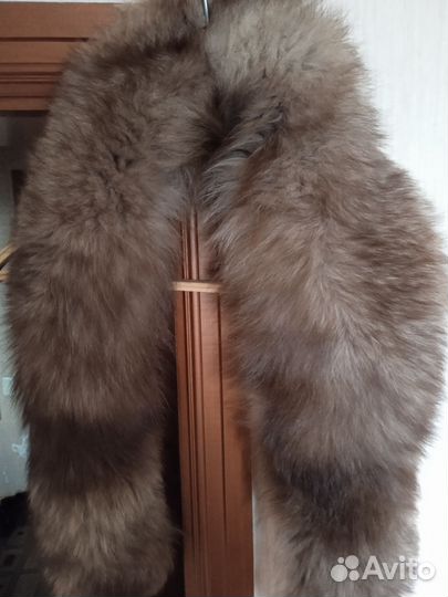 Меховой воротник песец, съёмный воротник норка
