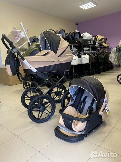 Коляска 2в1 с большими одинаковыми колесами