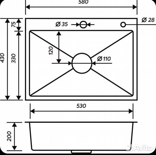 Мойка для кухни из нержавейки новая
