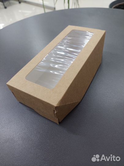 Крафт коробка с окном, 17x7x4см, 50 шт