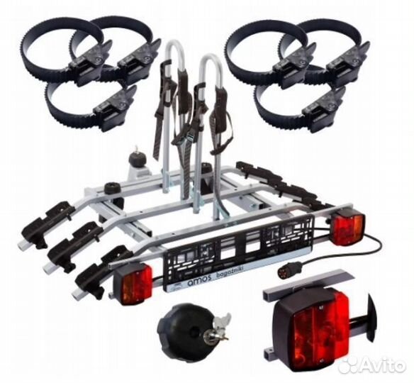 Багажник для велосипеда amos, 3 велосипеда, 60 кг