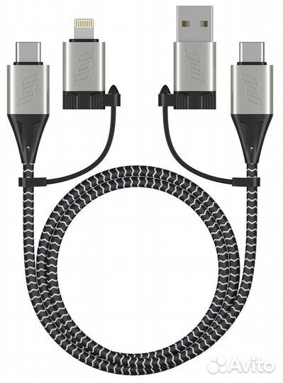 Кабель Deppa 4 в 1 Lightning, USB-C - USB-C, USB