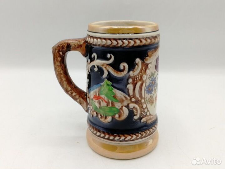 Кружка пивная 300 мл керамика рельеф Пейзаж Цветы