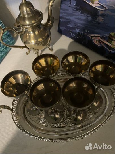 Рюмочки поднос мельхиор винтаж германия