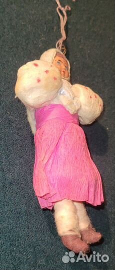 Елочная игрушка, вата, девушка в платочке СССР 40х