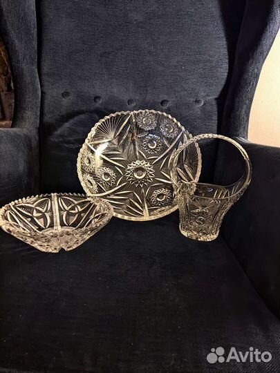 Винтажный хрусталь цветное Богемия, СССР см. Фото