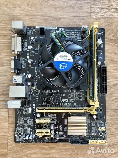 Комплект мат плата Asus h81m + CPU+4Gb RAM