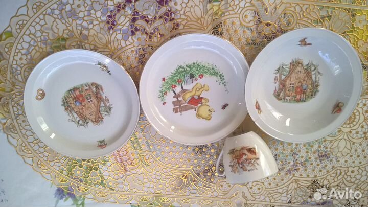 Фарфор из ГДР Набор детской посуды для кормления