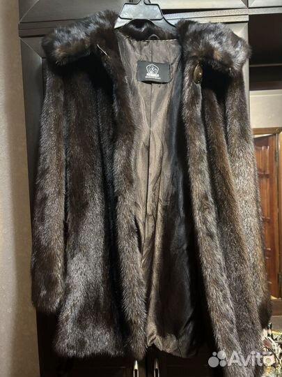 Шуба норковая с капюшоном 44-46 короткая с поясом
