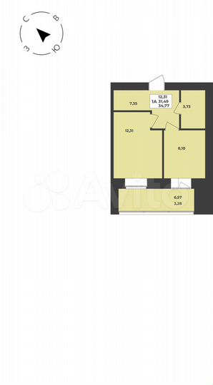 1-к. квартира, 34,8 м², 8/8 эт.