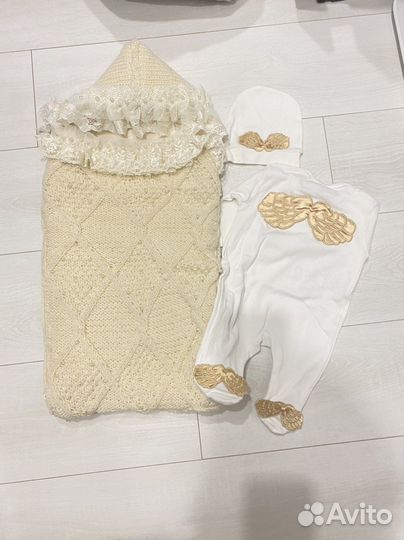 Конверт на выписку + слип ангел с крыльями