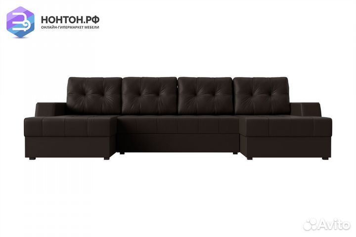 Диван п-образный еврокнижка Эмир экокожа коричневы