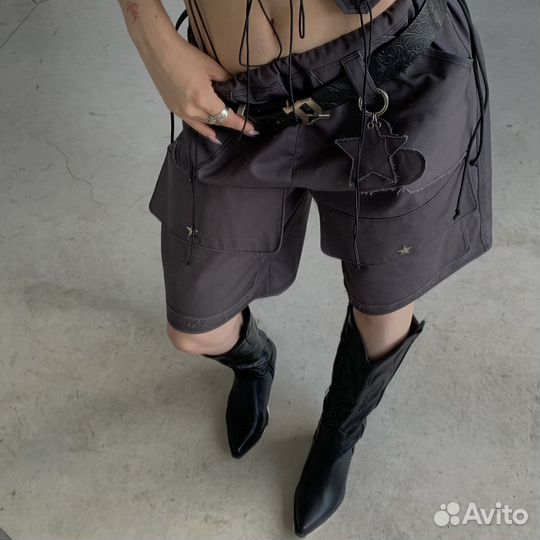 Шорты Kolegov ручной работы Y2K гранж
