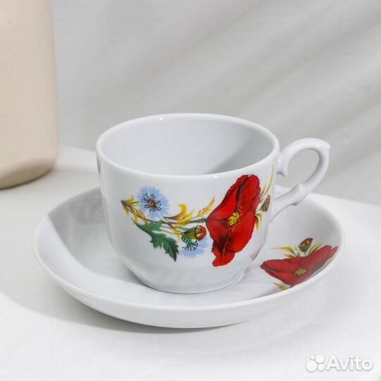 Сервиз чайный «Маки красные», 20 предметов: чайник