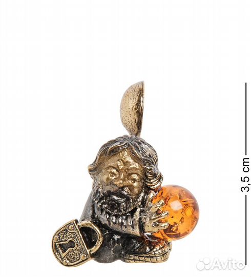 Фигурка Домовой (латунь, янтарь) A1983844
